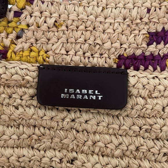 New ISABEL MARANT Bahiba Leather Trimmed Woven Raffia Tote Bag Handbag - Picture 4 of 10